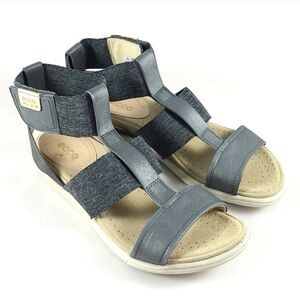 ECCO Damara Gladiator Dark Shadow Grey Strappy Leather  Sandals Size 37